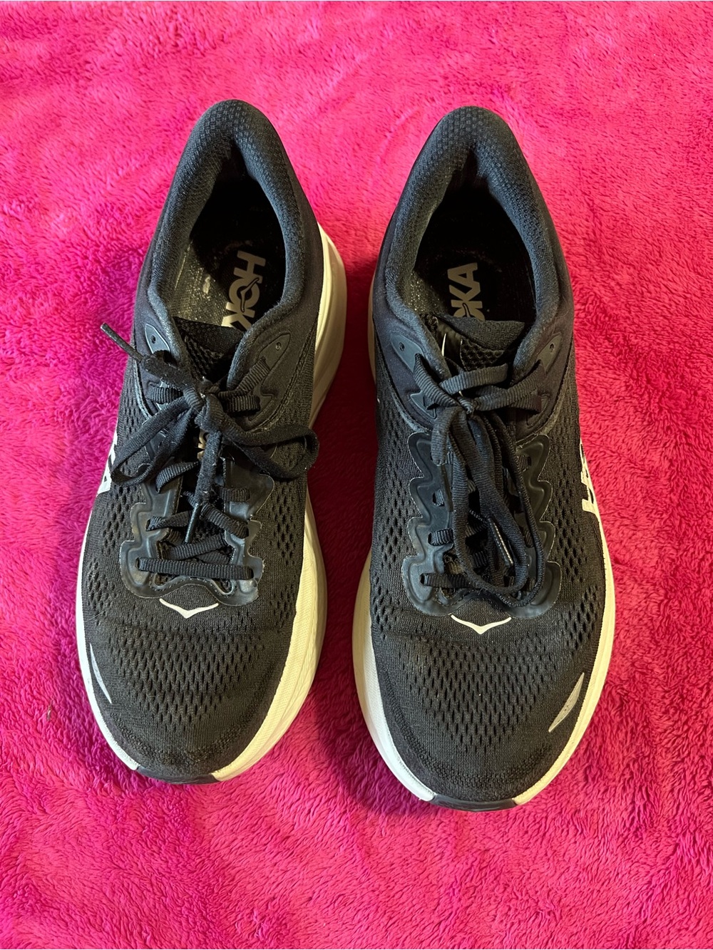 Hoka One One Black and White Men's Athletic Running Shoes